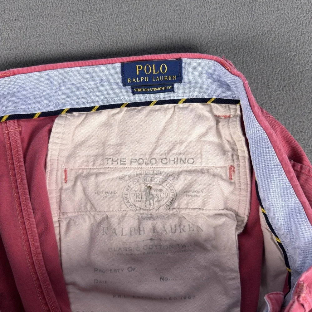 Polo Ralph Lauren Pants 33x32 Pink Straight‎ Classic Cotton Twill Prep Pony Logo